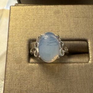 Elegant Silver Ring with Opalite Stone size 8 1/2